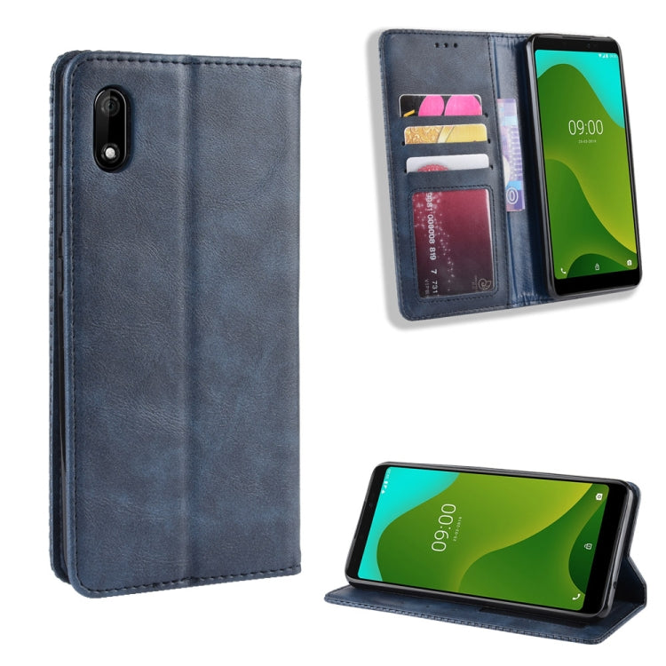 Magnetic Buckle Retro Crazy Horse Texture Horizontal Flip Leather Case for Wiko Jerry 4, with Holder & Card Slots & Photo Frame