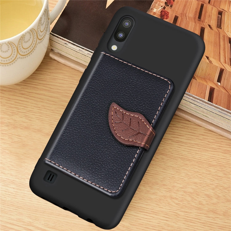 Leaf Buckle Litchi Texture Card Holder PU + TPU Case for Galaxy M10, with Card Slot & Wallet & Holder & Photo Frame