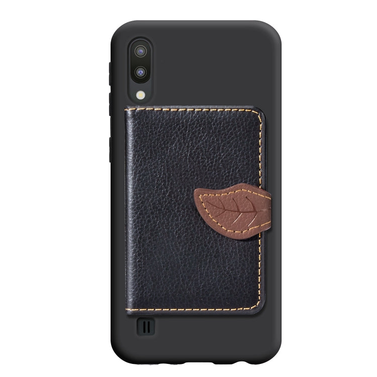 Leaf Buckle Litchi Texture Card Holder PU + TPU Case for Galaxy M10, with Card Slot & Wallet & Holder & Photo Frame