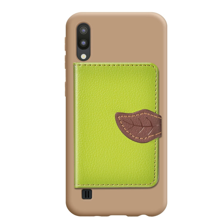 Leaf Buckle Litchi Texture Card Holder PU + TPU Case for Galaxy M10, with Card Slot & Wallet & Holder & Photo Frame