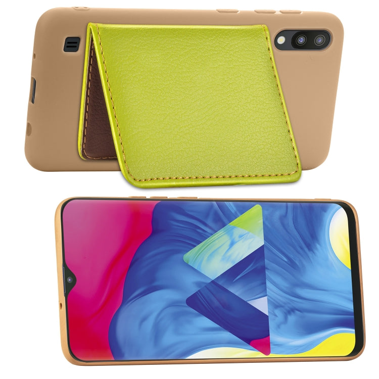 Leaf Buckle Litchi Texture Card Holder PU + TPU Case for Galaxy M10, with Card Slot & Wallet & Holder & Photo Frame