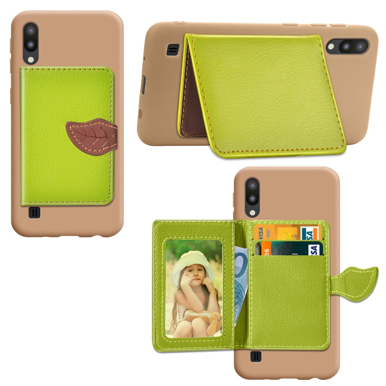 Leaf Buckle Litchi Texture Card Holder PU + TPU Case for Galaxy M10, with Card Slot & Wallet & Holder & Photo Frame