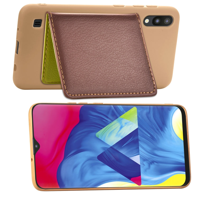 Leaf Buckle Litchi Texture Card Holder PU + TPU Case for Galaxy M10, with Card Slot & Wallet & Holder & Photo Frame