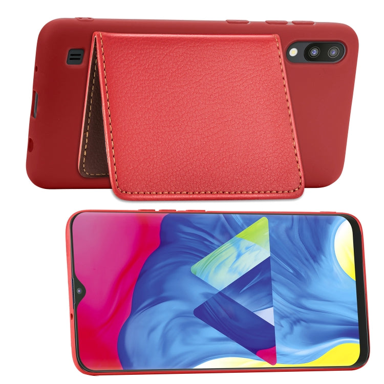 Leaf Buckle Litchi Texture Card Holder PU + TPU Case for Galaxy M10, with Card Slot & Wallet & Holder & Photo Frame