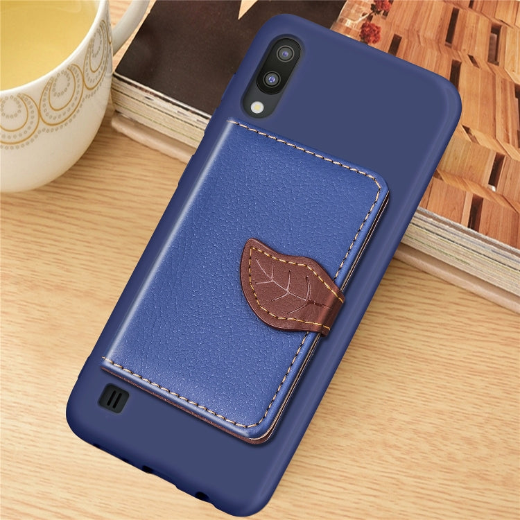 Leaf Buckle Litchi Texture Card Holder PU + TPU Case for Galaxy M10, with Card Slot & Wallet & Holder & Photo Frame