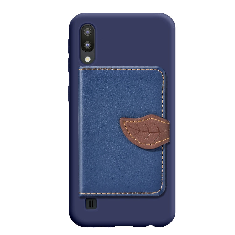 Leaf Buckle Litchi Texture Card Holder PU + TPU Case for Galaxy M10, with Card Slot & Wallet & Holder & Photo Frame