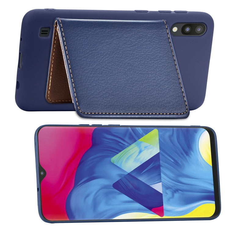 Leaf Buckle Litchi Texture Card Holder PU + TPU Case for Galaxy M10, with Card Slot & Wallet & Holder & Photo Frame