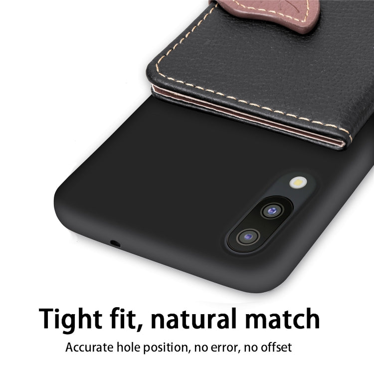 Leaf Buckle Litchi Texture Card Holder PU + TPU Case for Galaxy M10, with Card Slot & Wallet & Holder & Photo Frame