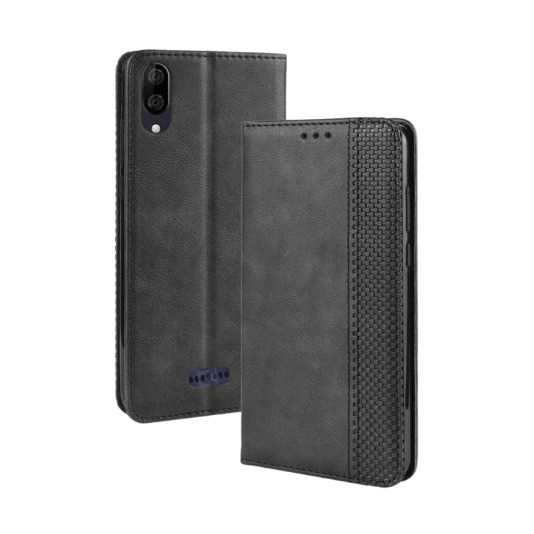 Magnetic Buckle Retro Crazy Horse Texture Horizontal Flip Leather Case for Wiko Y80, with Holder & Card Slots & Photo Frame