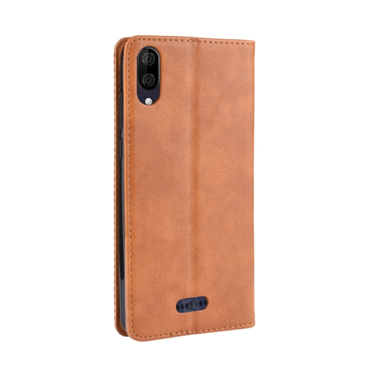 Magnetic Buckle Retro Crazy Horse Texture Horizontal Flip Leather Case for Wiko Y80, with Holder & Card Slots & Photo Frame