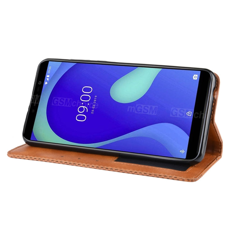 Magnetic Buckle Retro Crazy Horse Texture Horizontal Flip Leather Case for Wiko Y80, with Holder & Card Slots & Photo Frame