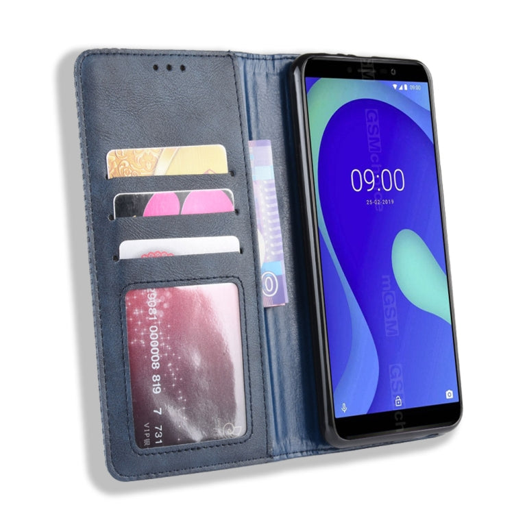 Magnetic Buckle Retro Crazy Horse Texture Horizontal Flip Leather Case for Wiko Y80, with Holder & Card Slots & Photo Frame