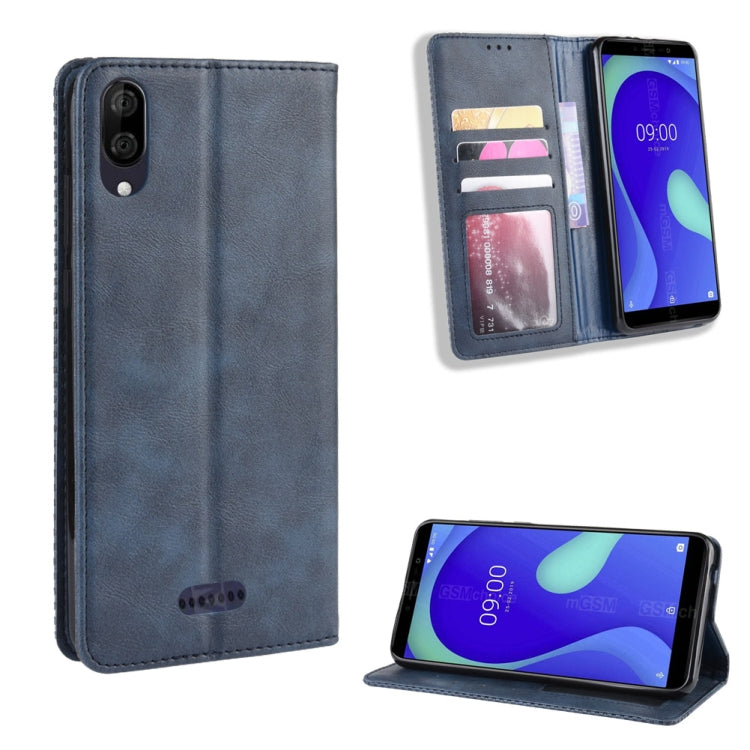 Magnetic Buckle Retro Crazy Horse Texture Horizontal Flip Leather Case for Wiko Y80, with Holder & Card Slots & Photo Frame