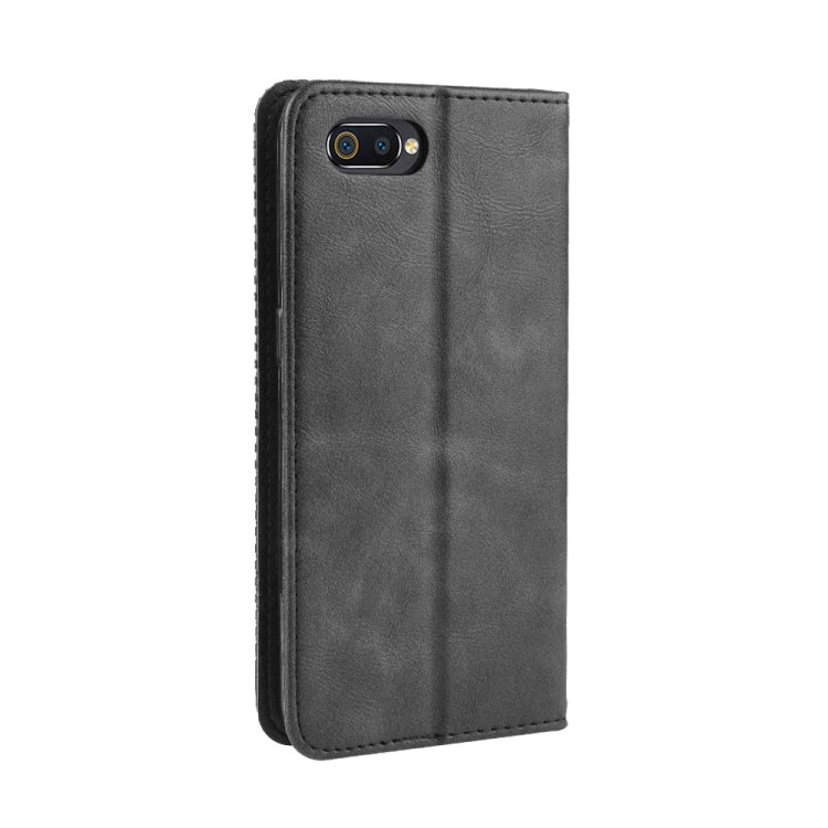 Magnetic Buckle Retro Crazy Horse Texture Horizontal Flip Leather Case for OPPO Realme C2 / A1K , with Holder & Card Slots & Photo Frame