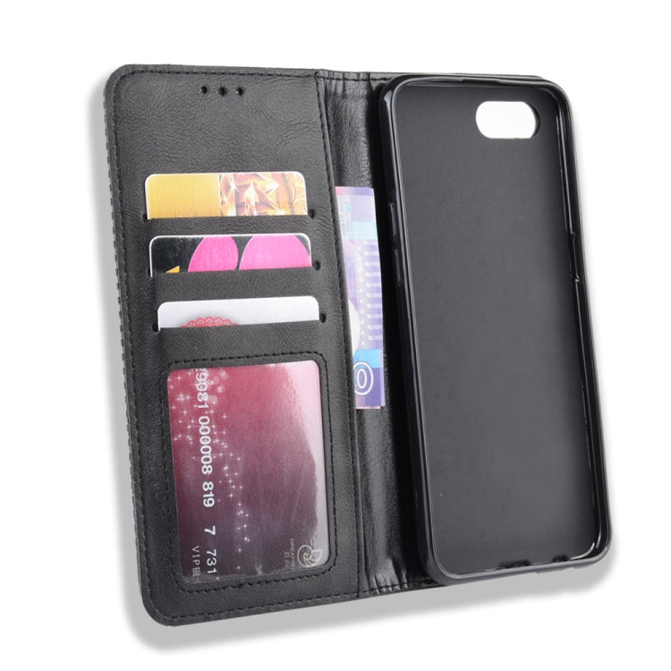 Magnetic Buckle Retro Crazy Horse Texture Horizontal Flip Leather Case for OPPO Realme C2 / A1K , with Holder & Card Slots & Photo Frame