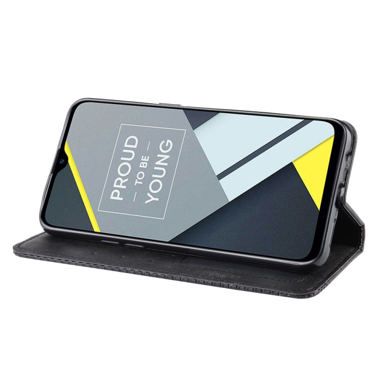 Magnetic Buckle Retro Crazy Horse Texture Horizontal Flip Leather Case for OPPO Realme C2 / A1K , with Holder & Card Slots & Photo Frame