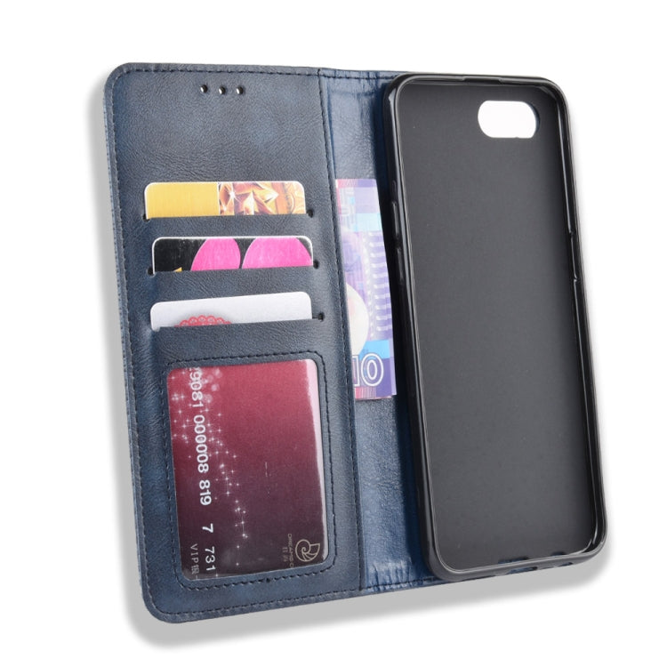Magnetic Buckle Retro Crazy Horse Texture Horizontal Flip Leather Case for OPPO Realme C2 / A1K , with Holder & Card Slots & Photo Frame