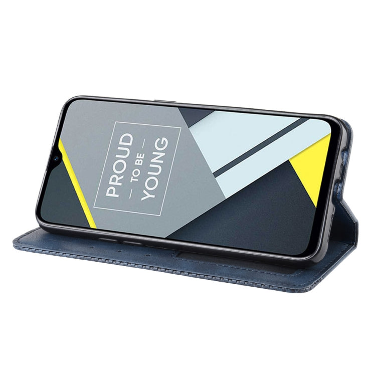 Magnetic Buckle Retro Crazy Horse Texture Horizontal Flip Leather Case for OPPO Realme C2 / A1K , with Holder & Card Slots & Photo Frame