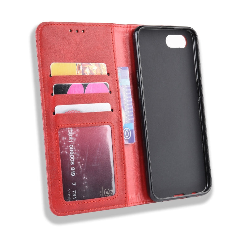 Magnetic Buckle Retro Crazy Horse Texture Horizontal Flip Leather Case for OPPO Realme C2 / A1K , with Holder & Card Slots & Photo Frame