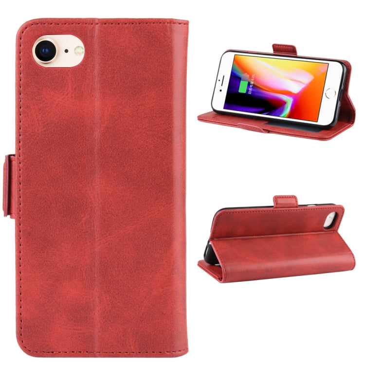 For iPhone SE 2022 / SE 2020 / 8 / 7 Dual-side Magnetic Buckle Horizontal Flip Leather Case with Holder & Card Slots & Wallet & Photo Frame