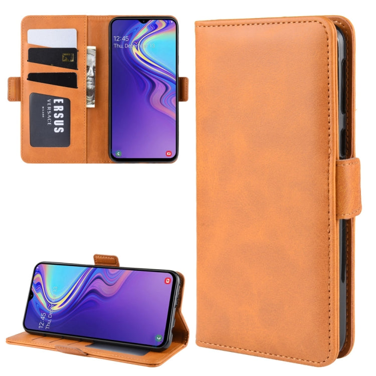 Dual-side Magnetic Buckle Horizontal Flip Leather Case for Galaxy M20, with Holder & Card Slots & Wallet & Photo Frame