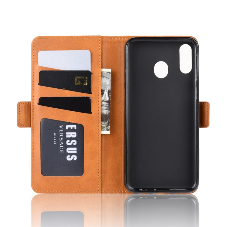 Dual-side Magnetic Buckle Horizontal Flip Leather Case for Galaxy M20, with Holder & Card Slots & Wallet & Photo Frame