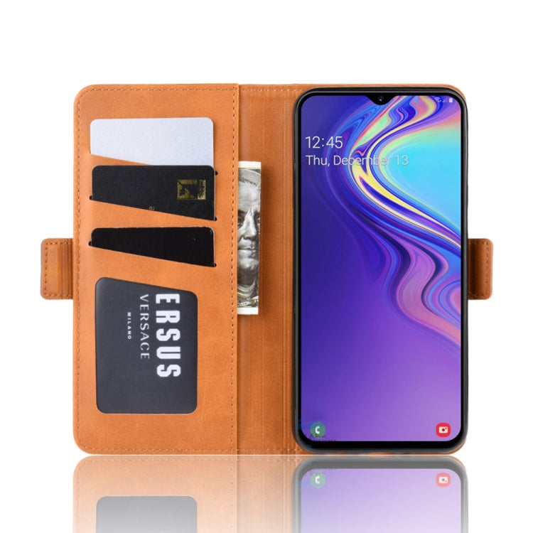 Dual-side Magnetic Buckle Horizontal Flip Leather Case for Galaxy M20, with Holder & Card Slots & Wallet & Photo Frame