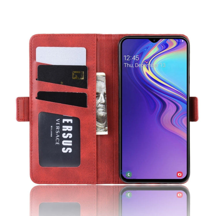 Dual-side Magnetic Buckle Horizontal Flip Leather Case for Galaxy M20, with Holder & Card Slots & Wallet & Photo Frame