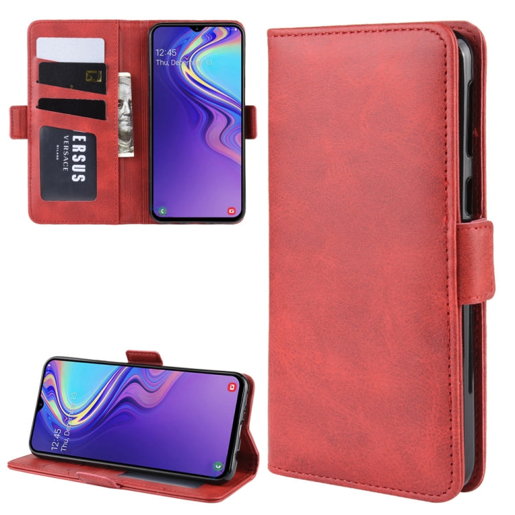 Dual-side Magnetic Buckle Horizontal Flip Leather Case for Galaxy M20, with Holder & Card Slots & Wallet & Photo Frame