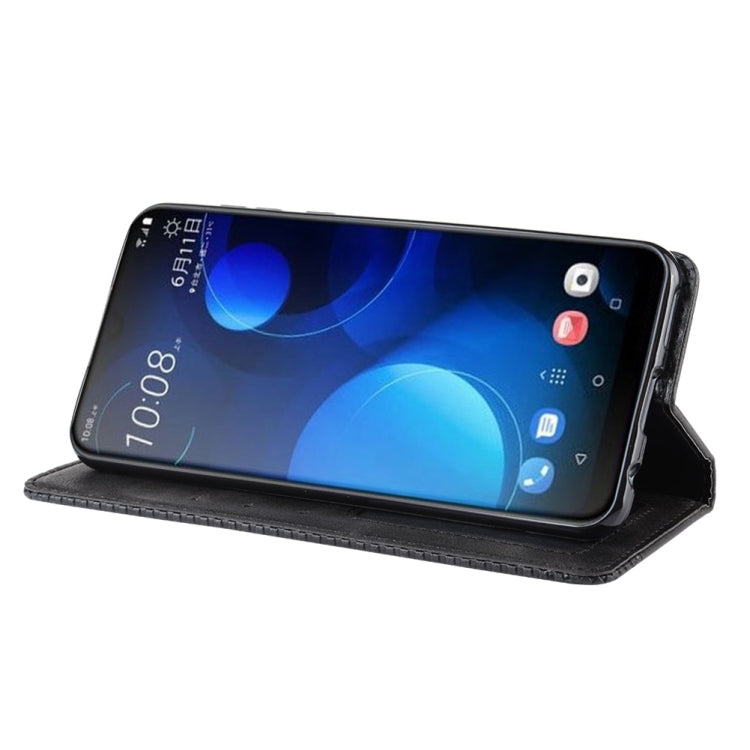 Magnetic Buckle Retro Crazy Horse Texture Horizontal Flip Leather Case for HTC Desire 19+(Desire 19 Plus) , with Holder & Card Slots & Photo Frame
