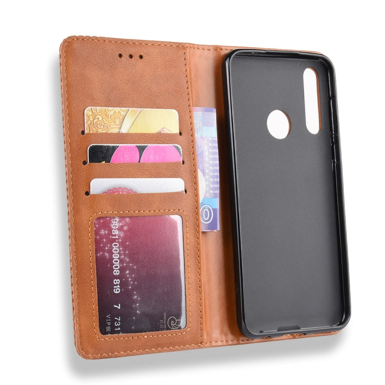 Magnetic Buckle Retro Crazy Horse Texture Horizontal Flip Leather Case for HTC Desire 19+(Desire 19 Plus) , with Holder & Card Slots & Photo Frame