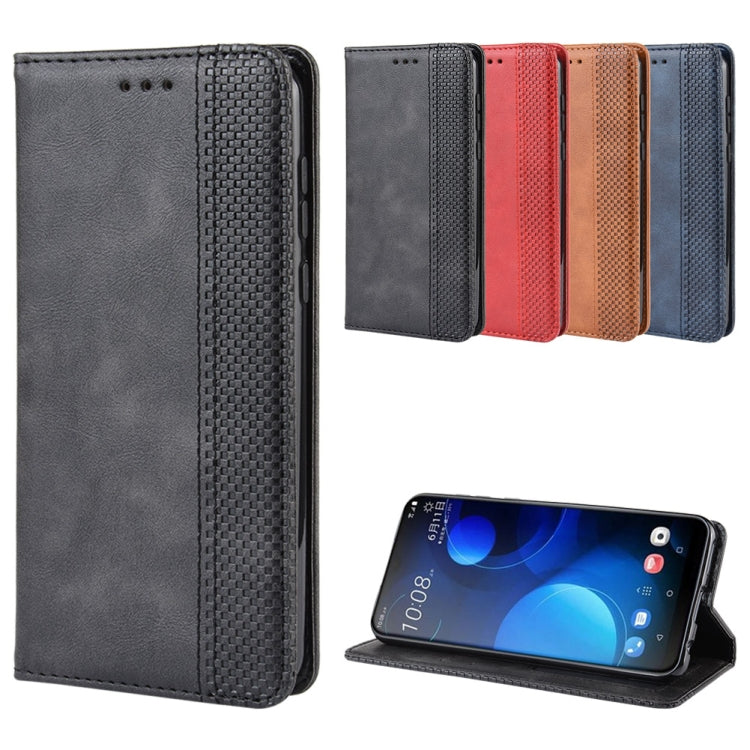 Magnetic Buckle Retro Crazy Horse Texture Horizontal Flip Leather Case for HTC Desire 19+(Desire 19 Plus) , with Holder & Card Slots & Photo Frame