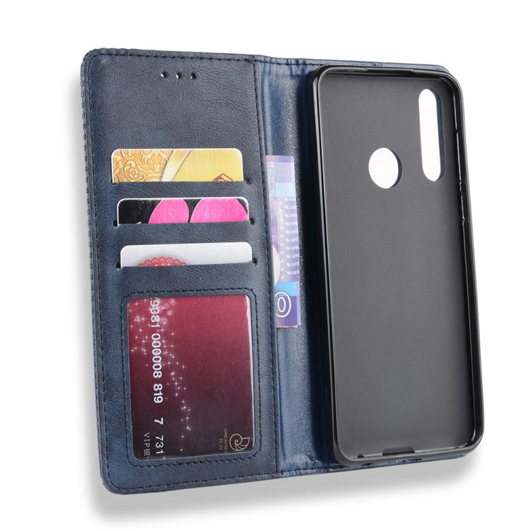 Magnetic Buckle Retro Crazy Horse Texture Horizontal Flip Leather Case for HTC Desire 19+(Desire 19 Plus) , with Holder & Card Slots & Photo Frame