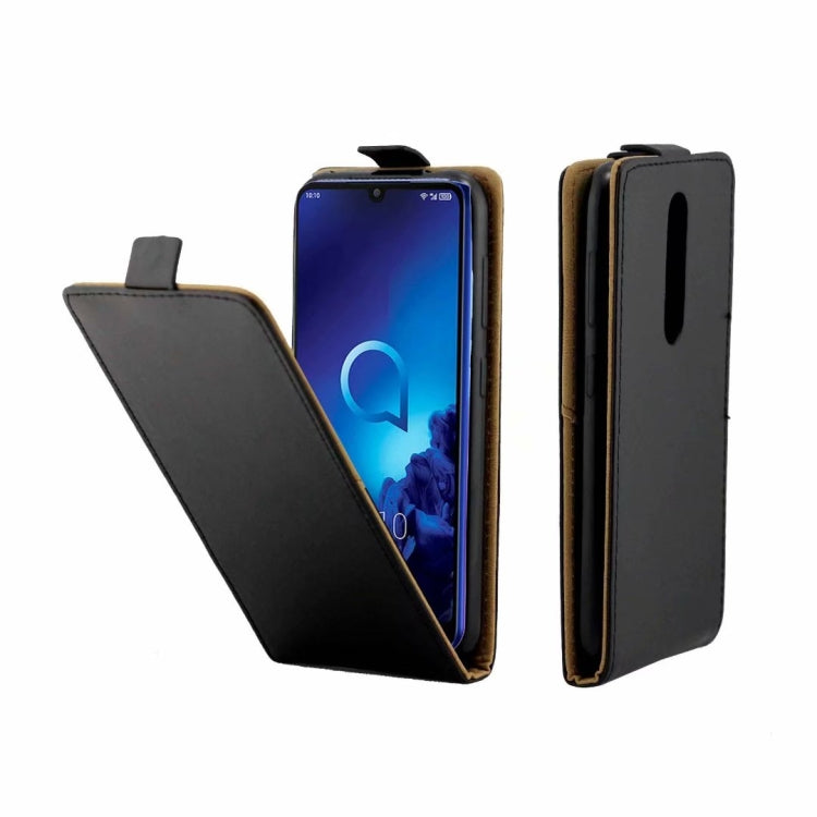Business Style Vertical Flip TPU Leather Case  with Card Slot For Alcatel 3(2019)(black)