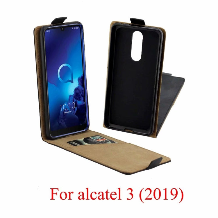 Business Style Vertical Flip TPU Leather Case  with Card Slot For Alcatel 3(2019)(black)