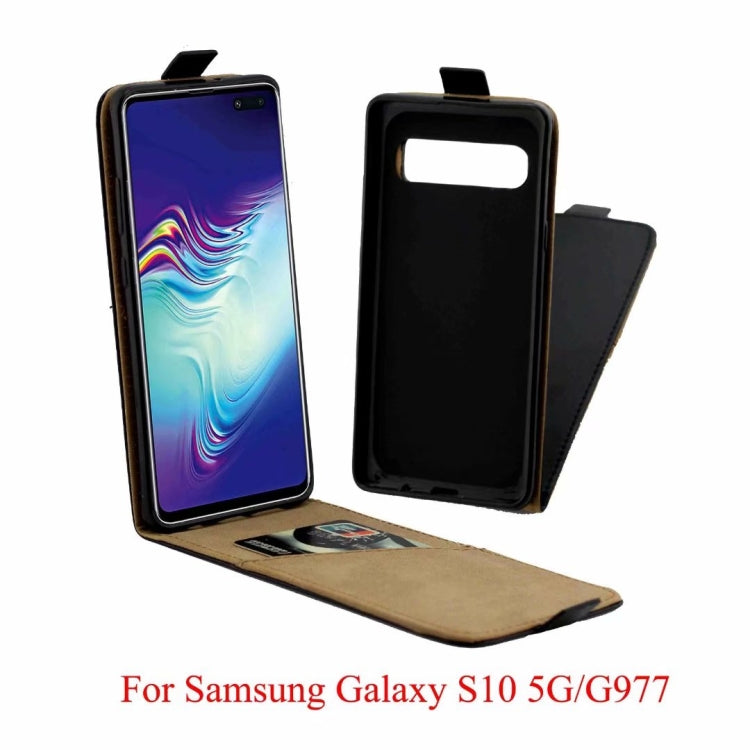 Business Style Vertical Flip TPU Leather Case  with Card Slot For Galaxy S10 5G/G977(black)