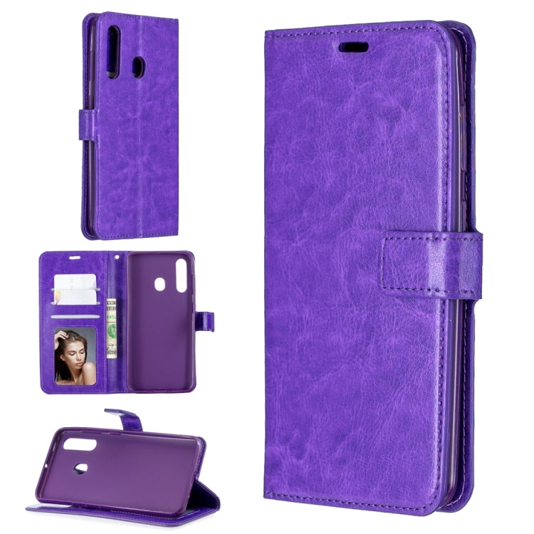 Crazy Horse Texture Horizontal Flip Leather Case for Galaxy A60, with Holder & Card Slots & Wallet & Photo Frame