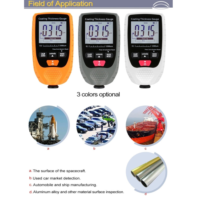 GM998 Digital Thickness Gauges Paint Coating Thickness Gauge Car Thickness Gauges Tester With Backlight Film(White)