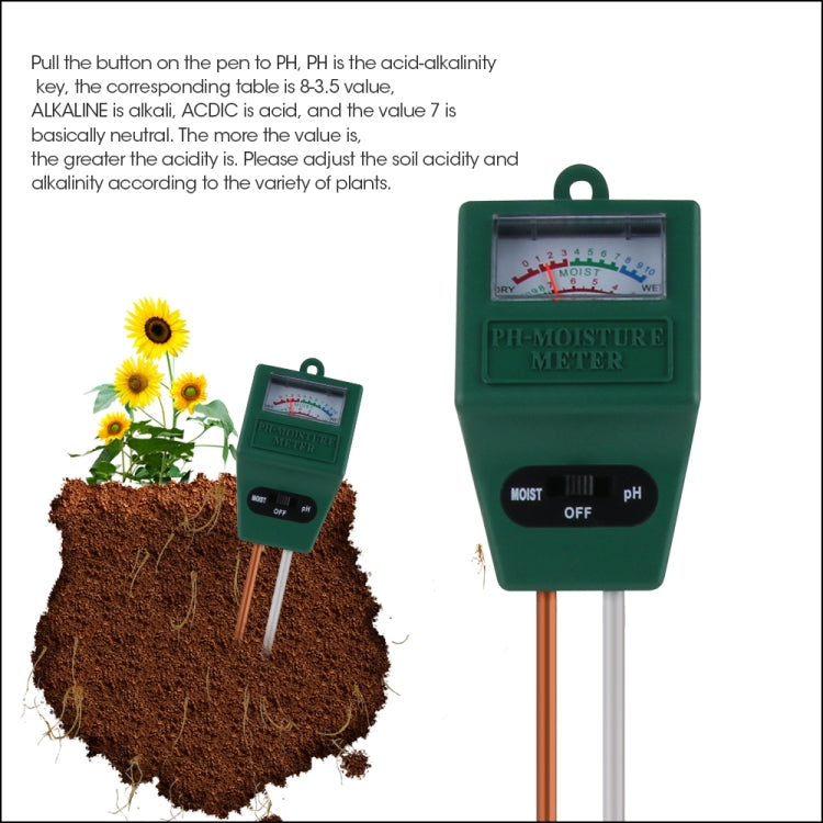 RZ102 Soil Moisture Humidity Hygrometer Measuring Mini PH Meter Soil Moisture Monitor Gardening Plant Farming Light Sunlight Tester