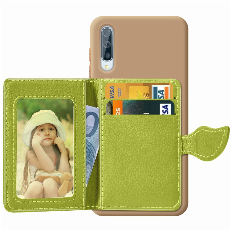 Litchi Pattern Card Bag Wallet Bracket + TPU Phone Case with Card Slot Wallet Bracket Function For Samsung A70