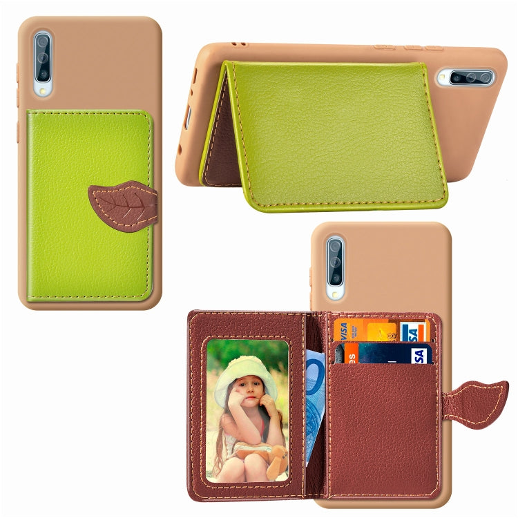 Litchi Pattern Card Bag Wallet Bracket + TPU Phone Case with Card Slot Wallet Bracket Function For Samsung A70