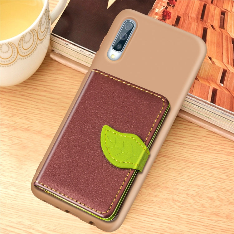 Litchi Pattern Card Bag Wallet Bracket + TPU Phone Case with Card Slot Wallet Bracket Function For Samsung A70