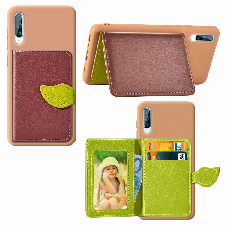 Litchi Pattern Card Bag Wallet Bracket + TPU Phone Case with Card Slot Wallet Bracket Function For Samsung A70