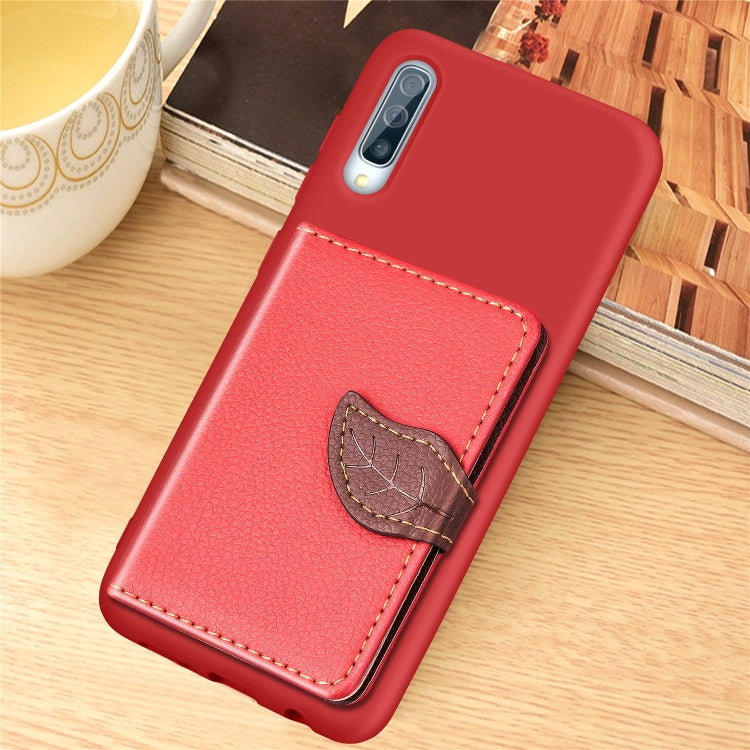 Litchi Pattern Card Bag Wallet Bracket + TPU Phone Case with Card Slot Wallet Bracket Function For Samsung A70