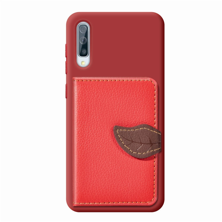 Litchi Pattern Card Bag Wallet Bracket + TPU Phone Case with Card Slot Wallet Bracket Function For Samsung A70