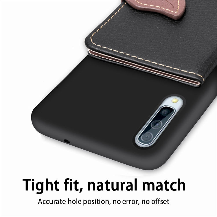 Litchi Pattern Card Bag Wallet Bracket + TPU Phone Case with Card Slot Wallet Bracket Function For Samsung A70