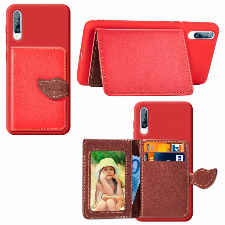 Litchi Pattern Card Bag Wallet Bracket + TPU Phone Case with Card Slot Wallet Bracket Function For Samsung A70