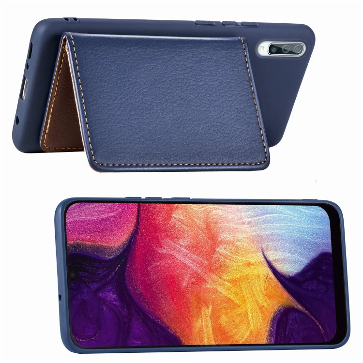 Litchi Pattern Card Bag Wallet Bracket + TPU Phone Case with Card Slot Wallet Bracket Function For Samsung A70