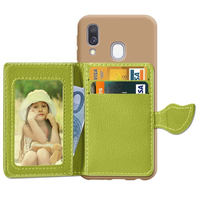 Litchi Pattern Card Bag Wallet Bracket + TPU Phone Case with Card Slot Wallet Bracket Function For Galaxy A40