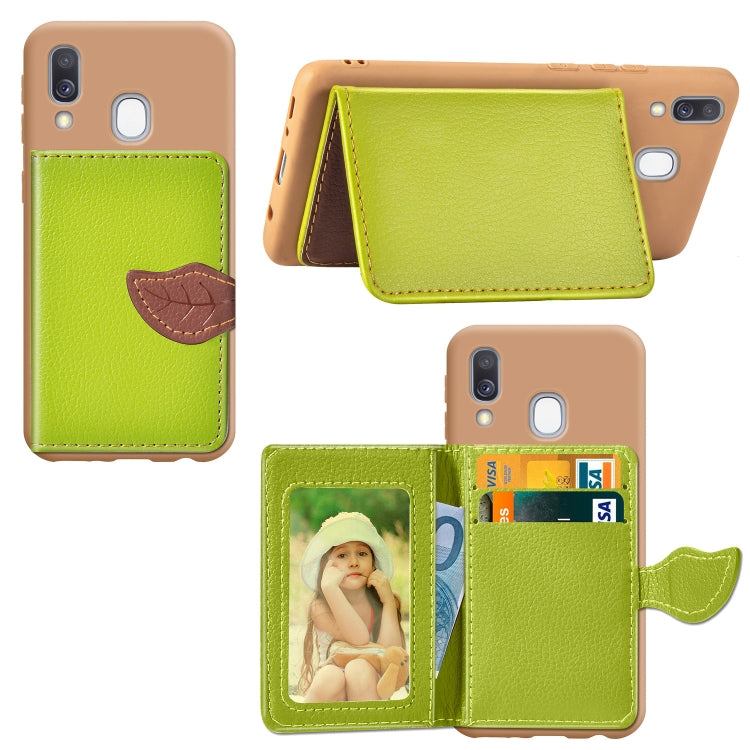 Litchi Pattern Card Bag Wallet Bracket + TPU Phone Case with Card Slot Wallet Bracket Function For Galaxy A40